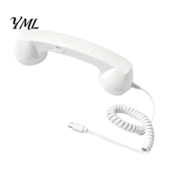 Nostalgic Desktop Decoration Prop Retro Phone Handset for Mobile Phones, Type-C Vintage Wired Handheld Comfortable Grip Telephone Handle Cell Receiver