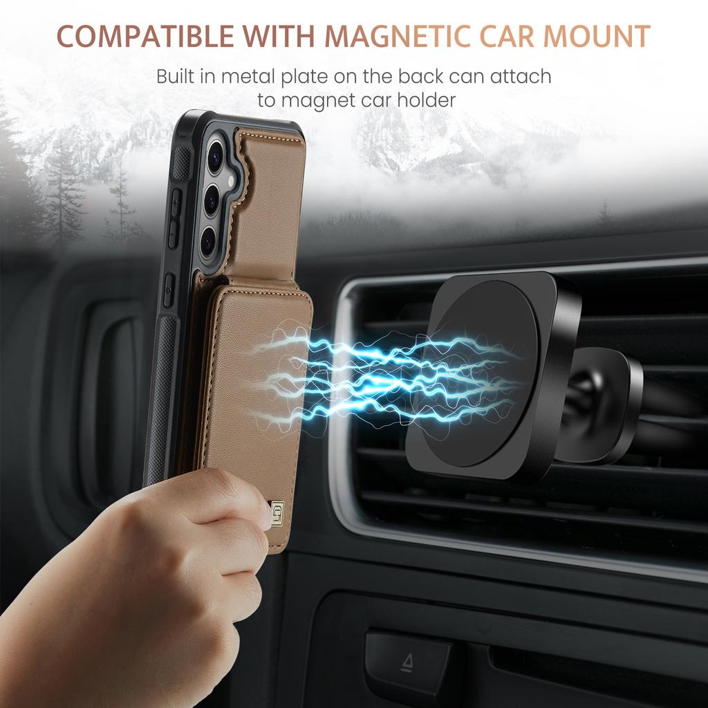 Magnetic Cards Solt Wallet Leather Case for Samsung Galaxy S24 Ultra S23 FE S22 Plus A55 A35 A15 A54 A14 A24 A34 5G Stand Cover