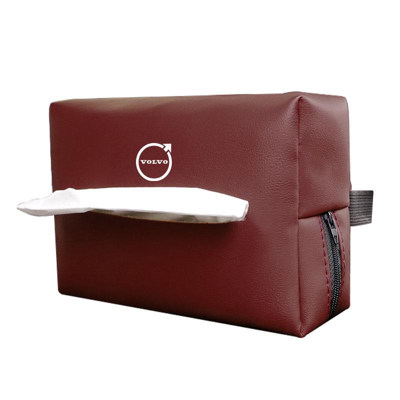 Leather Car Tissue Box Sun Visor Seat Back Hanging Bag Accessories For Volvo Rdesign V60 V40 XC90 S60 C30 XC60 V50 V70 S90 AWD