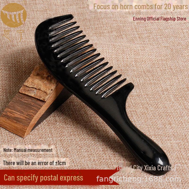 Authentic Horn Anti-Static Massage Comb - Unisex Straight Hair Care, Portable