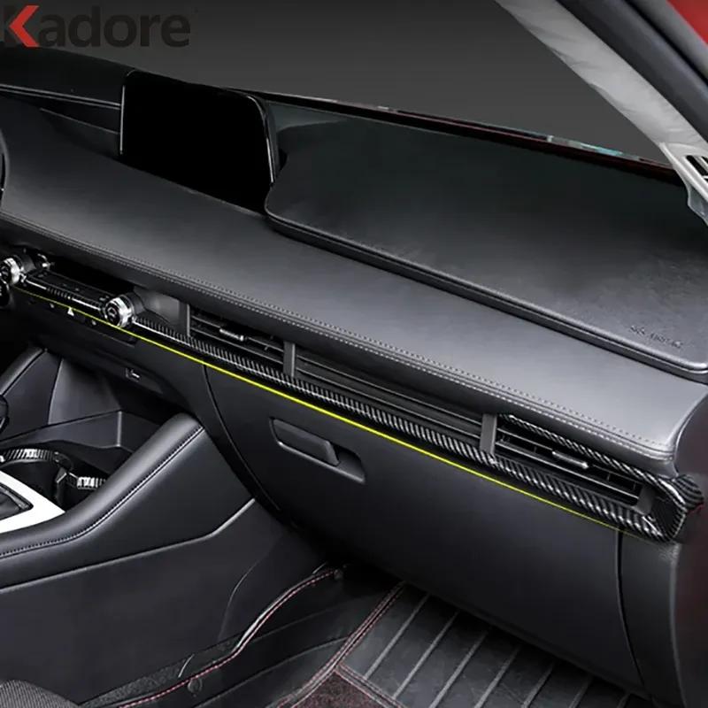 For Mazda 3 Axela - 2024 2025 Carbon Fiber Car Center Console Dashboard Air Vent Outlet Cover Trim Interior Accessories