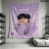 Cute Purple Star Moon Portrait Tapestry, Sweet Cartoon Cloud Decor Wall Hanging for Teen Girl Bedroom