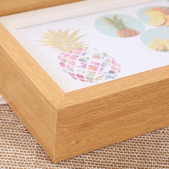 Rotating Picture Frame with Glass Cover Replaceable Exquisite Rustic Vertical/Horizontal Desktop Display Nordic Style Double Sided Photo Frame