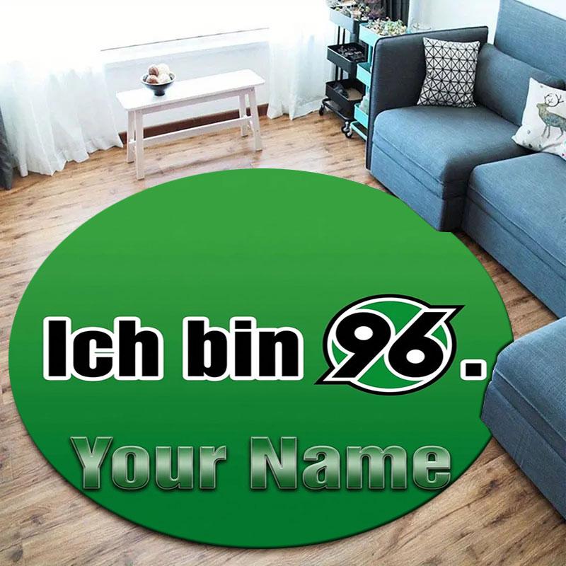Hannover 96 Custom Name Round Area Rug,Carpet Rug for Living Room Bedroom Sofa Playroom Decor,Non-slip Floor Mat