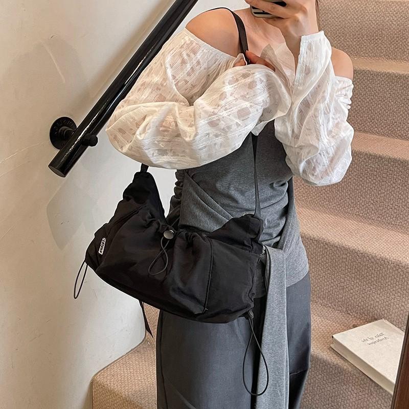 2025 Pure Color Nylon Fabric Women's Bag New Lightweight Cross-border Casual Large-capacity One-shoulder Cross-body