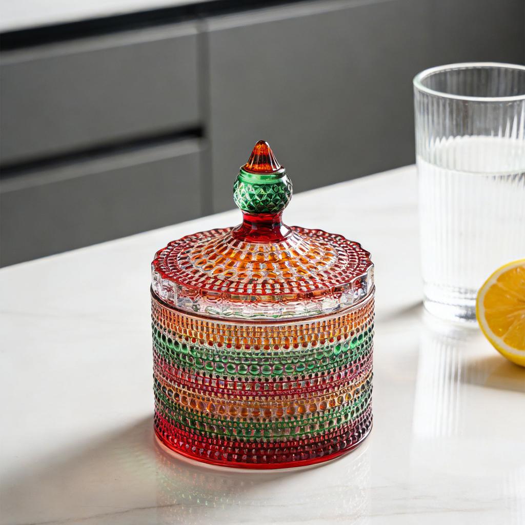 Transparent Designs Clear Candy Jar Multifunctional Glass Storage Container for Household Decoration