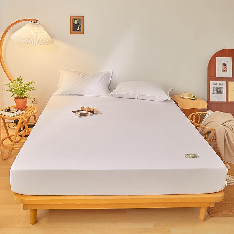 

Cotton Fitted Sheet with Elastic Band Anti-Slip Mattress Cover for Single Double Queen King Bed Adjustable Plain Fitted Bedsheet 2pc Pillowcase 48x74