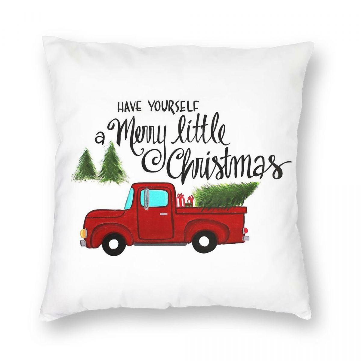 

Merry Little Christmas Square Pillowcase Polyester Linen Velvet Printed Zip Decor Throw Pillow Case Car Cushion Cover Wholesale 30x30cm