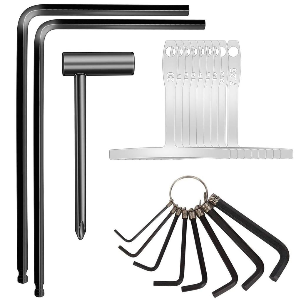 20-Piece Set: Multi-Size, Multi-Function Guitar Truss Rod Wrenches for Curvature Measurement and Adjustment—Neck Adjustment Tools