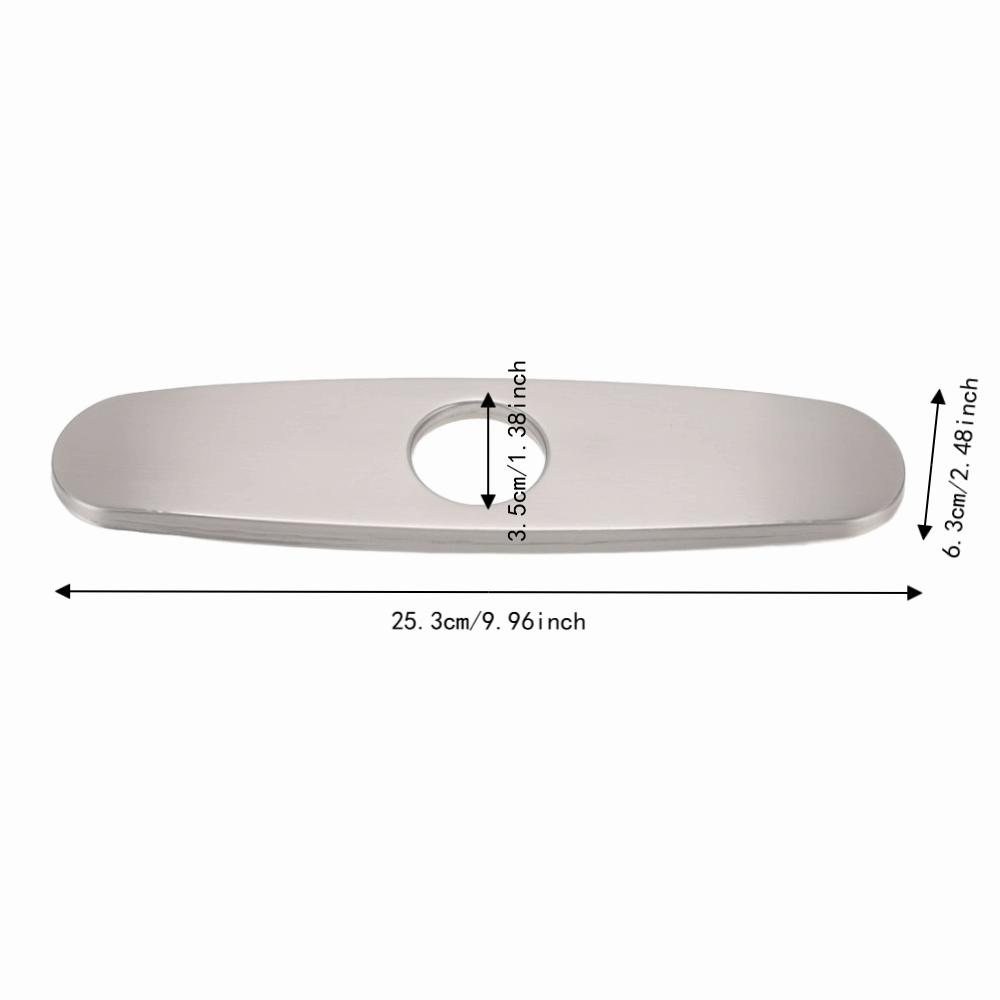 Brushed Finish Sink Faucet Hole Cover 304 Stainless Steel Oval Shaped Faucet Decorative Panel Single Hole Compatible