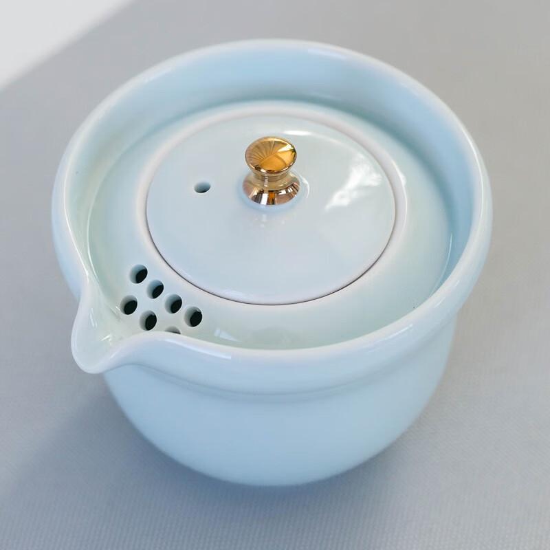 DARUNYAO Portable Celadon Travel Tea Set with Bamboo Tray