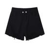 Fashionable Versatile Design Sense of Raw Edge Broken Holes Denim Shorts Female Summer Black and Gray High-waisted Super Short Pants Versatile Pants