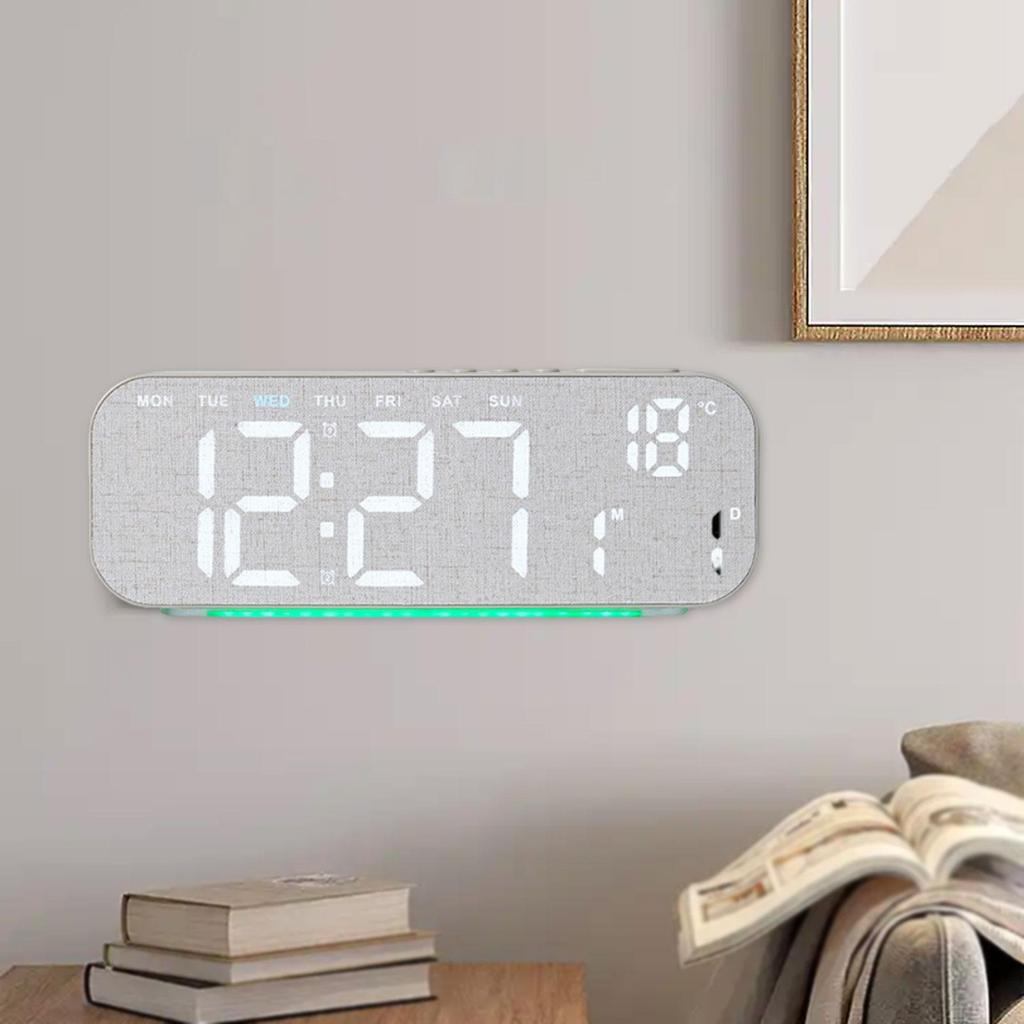 Modern Digital Desk Clock with Dual Alarms Time Date Temperature Display for Office Bedroom Bedside Table
