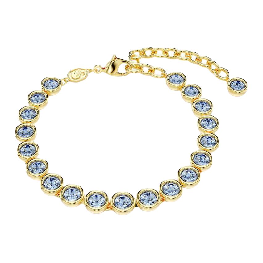 Swarovski Imber Round Cut Crystal Gold-Plated Bracelet Women bracelets Blue 5688419 M,Blue