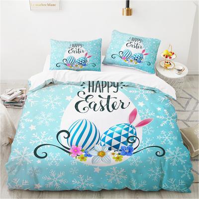 Parure de lit Œufs de Pâques Taille King Queen Housse de couette Lapin de dessin animé avec taie d'oreiller pour enfants adultes comme salutations et cadeaux