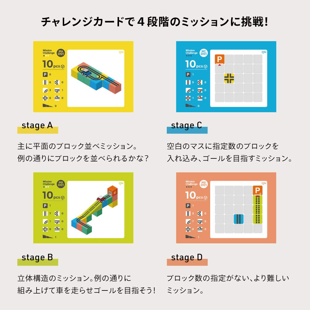 Qbitoy (QBI) PLUS 33-Piece Set with 4 Cars, Kids Design Award Winner, Challenge Card Included, Ages 3+
