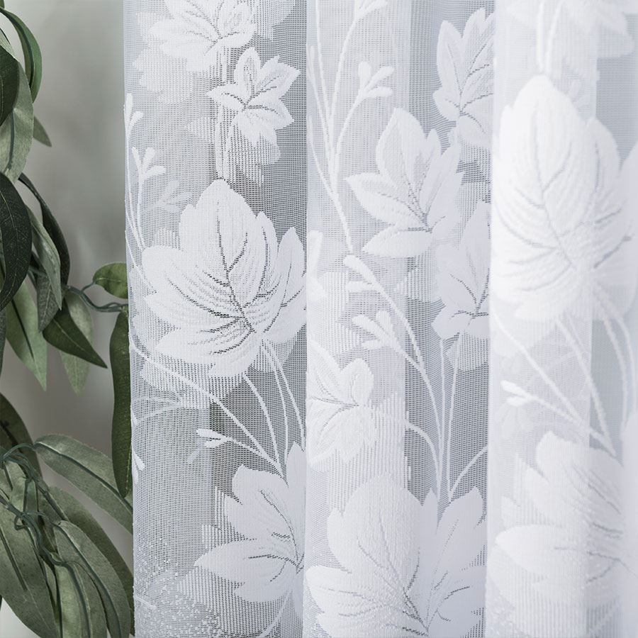 Bożena - Ready-made Jacquard Curtain with Bottom Trim - 500X160 - White
