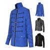 Men Gothic Jacket Embroidered Buttons Stand Collar Rock Frock Coat Vintage Punk Slim Fit Outwear Cosplay Costume