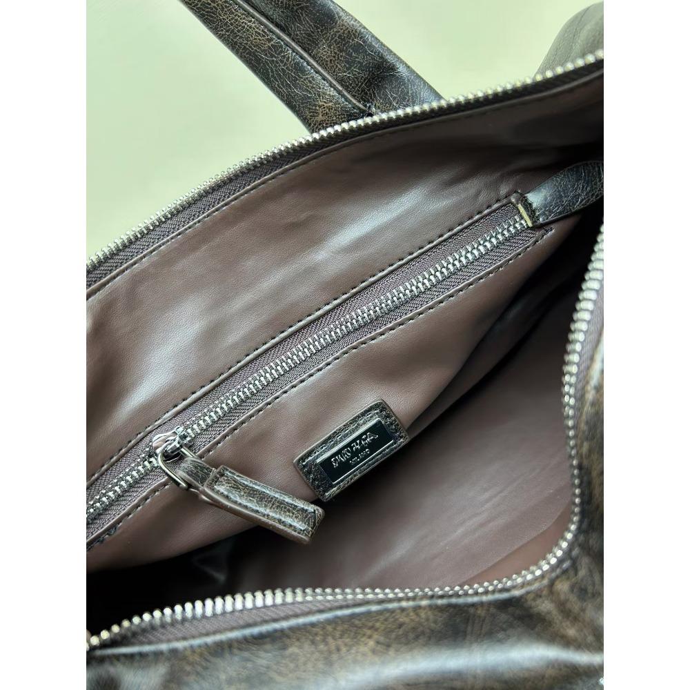 Přeshraniční nová retro taška BD z hovězí kůže první vrstvy s velkou kapacitou, pravá kůže, univerzální přenosná taška na polštář, velká taška pro dojíždění