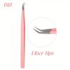 1 Pc Eyelash Tweezers Extension Pink Stainless Steel Superhard Tweezers with Fiber Tips High Precision Anti-Static Tweezers