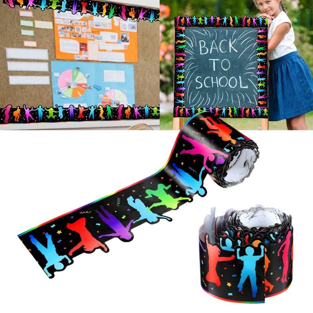 1Roll Creative 7cm 5Meter Chalkboard Board Border Paper Dancing Border Paper DIY Decorative Stickers Handmade Crafts