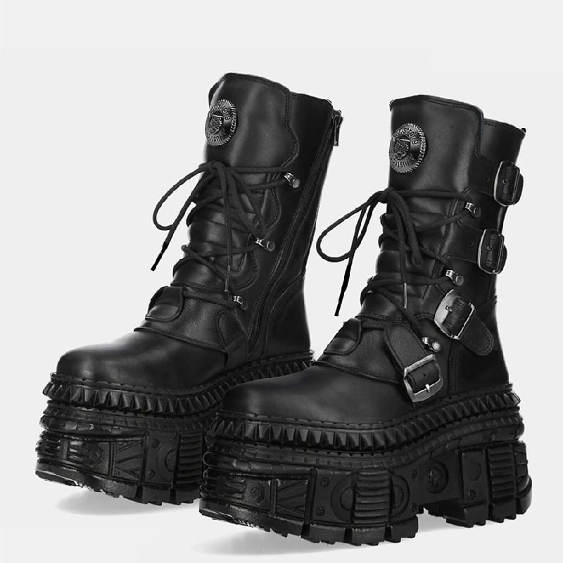Fashion Punk Style Women Boots Lace-up Heel Height Platform Shoes Woman Gothic Ankle Rock Boots Metal Decor Man And Woman Sneakers 2025
