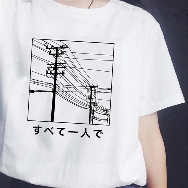 

Hotselling New Aesthetic Wave Print Roundneck Shortsleeved Tshirt for Women Graphic T Shirts Aesthetic Clothes Tops Harajuku S