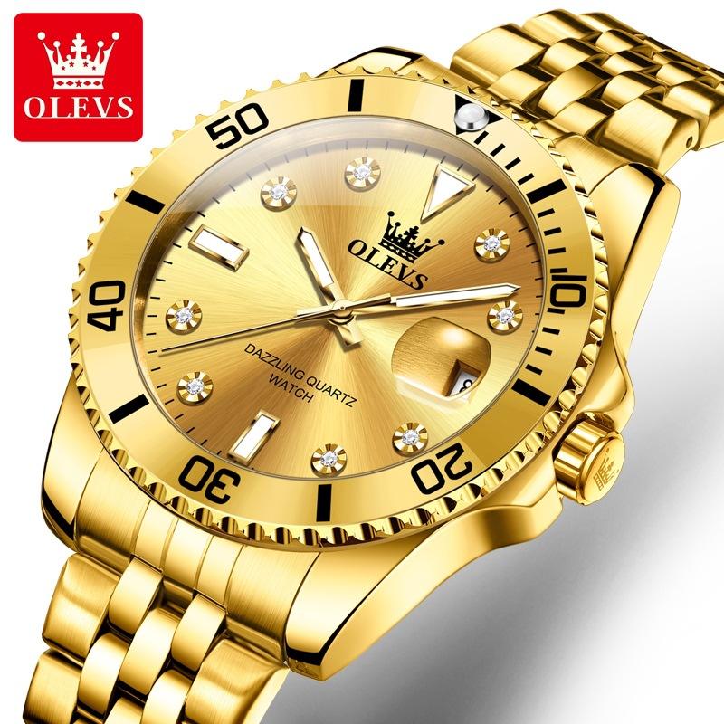 

OLEVS - Годинник Чоловічий Кварцовий Водонепроникний Люмінесцентний Відображення Календаря Чоловічий Діловий Годинник золотий