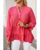 Azura Exchange Half Buttoned Ruffle Tiered Long Sleeve Blouse