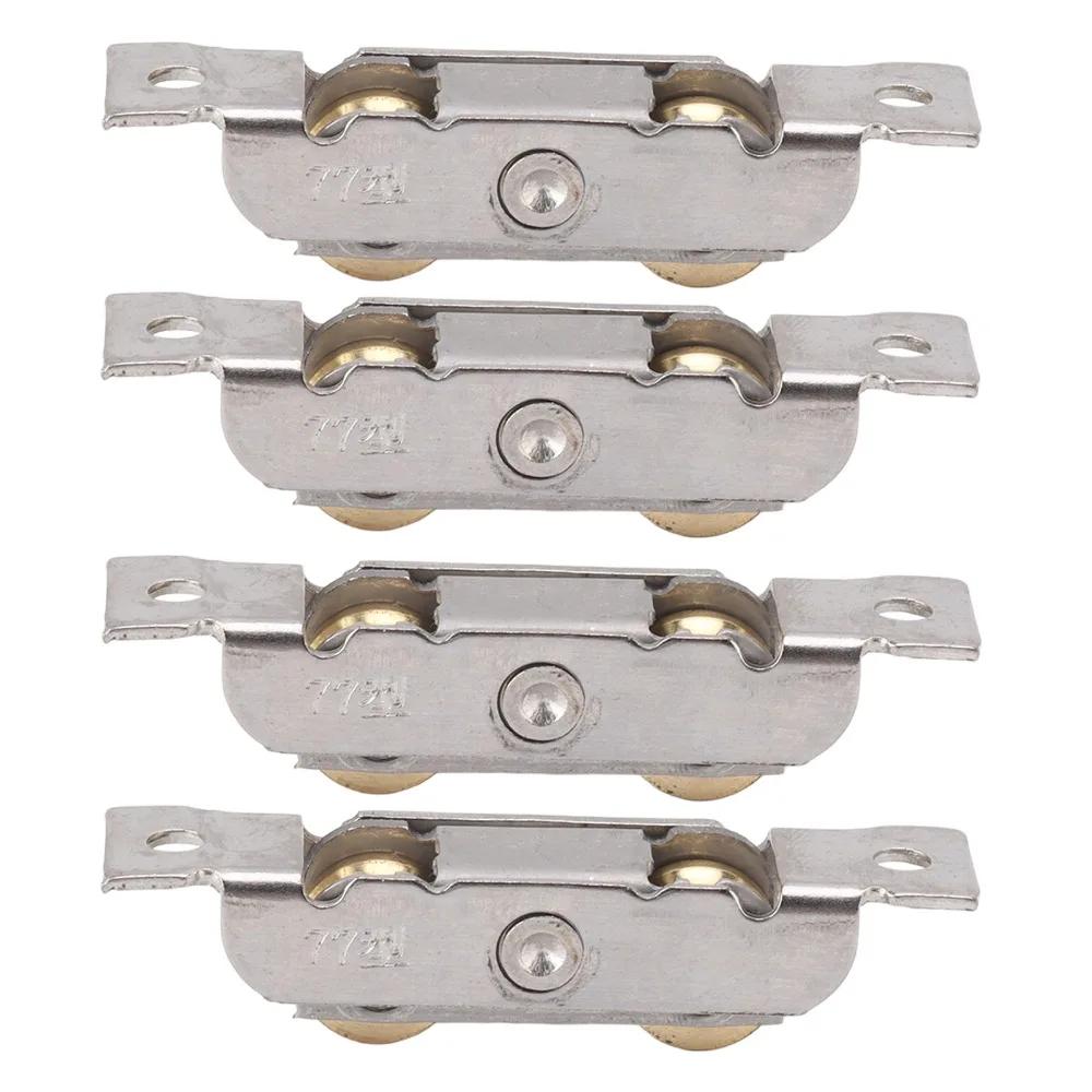 4PCS Double Rollers Sliding Door Roller Tandem Rollers Stainless Steel Sliding Patio Door Roller Assembly With Screws