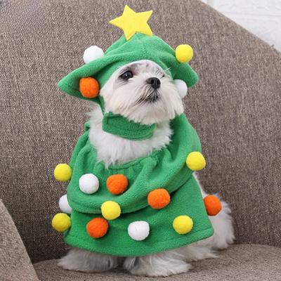 Pet Christmas Tree Clothes Transformation Clothes Funny Cat Dog Clothe Green Soft Plush Warm Belt Star Plush Ball Funny Dress Up