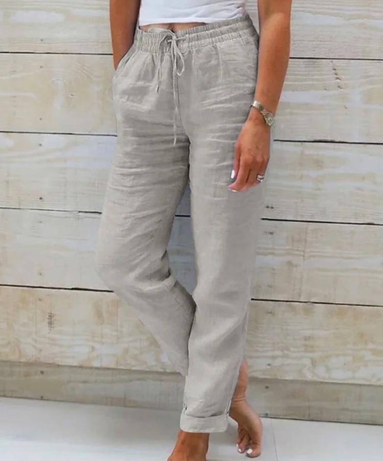 2023 Women's High-Waist Cotton Linen Casual Pants