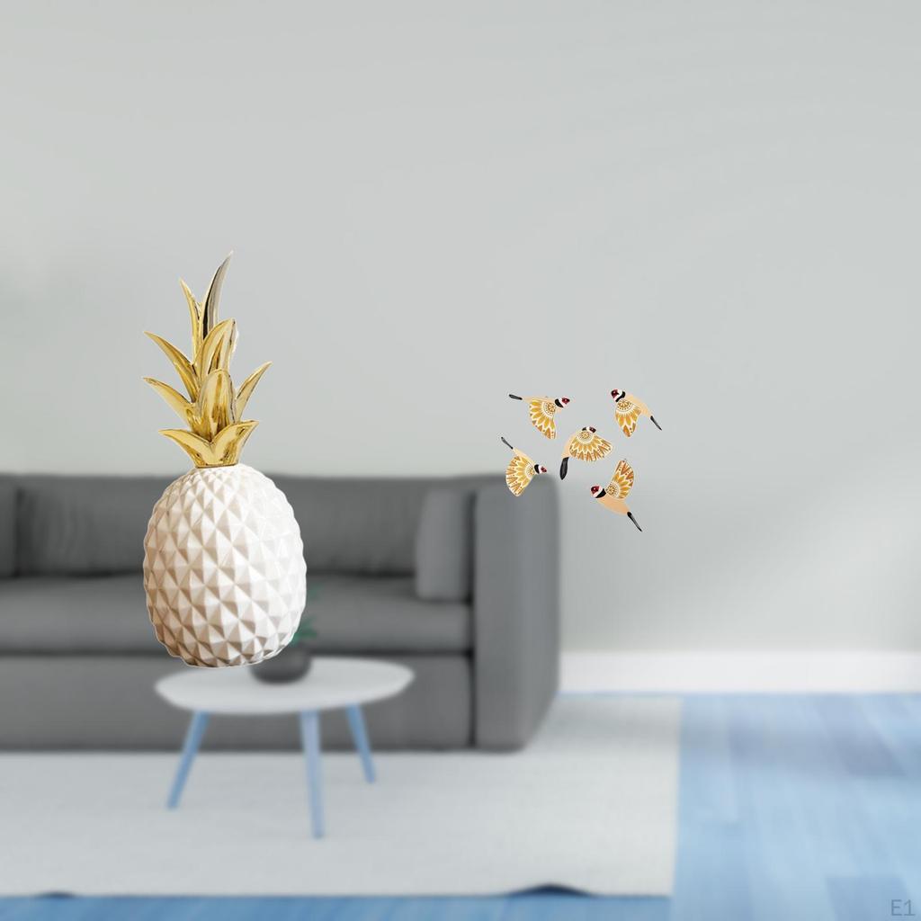 Pineapple Bird Decorative Sculpture Artificial Figurine Ornament Wooden Wall Art Hanging