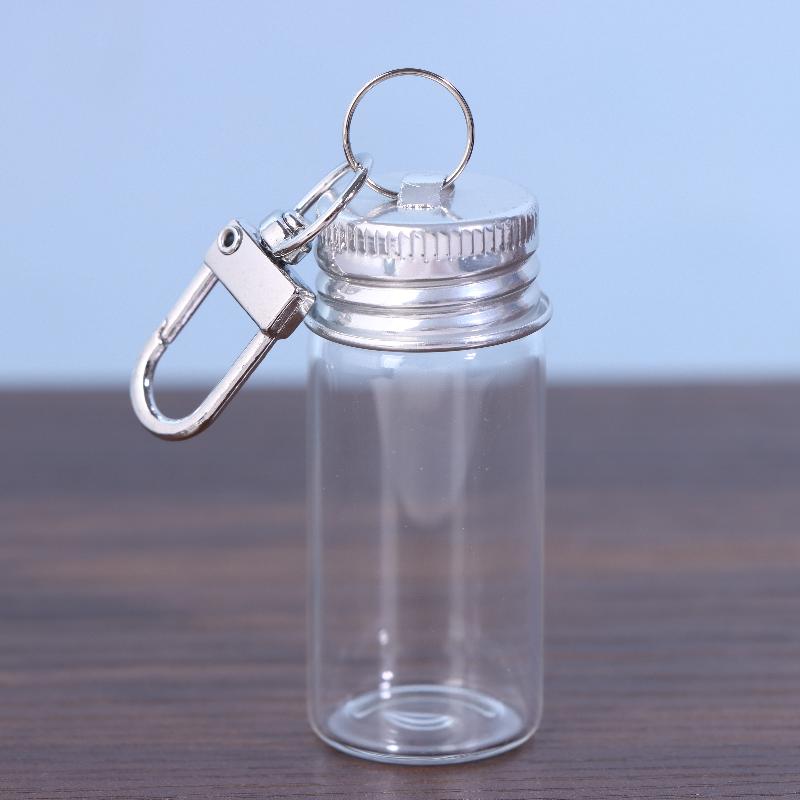 

Mini Wishing Bottle Keychain Empty Jars DIY Crafts Graduation Wedding Party Transparent Glass Bottle Sliver Gold Lid