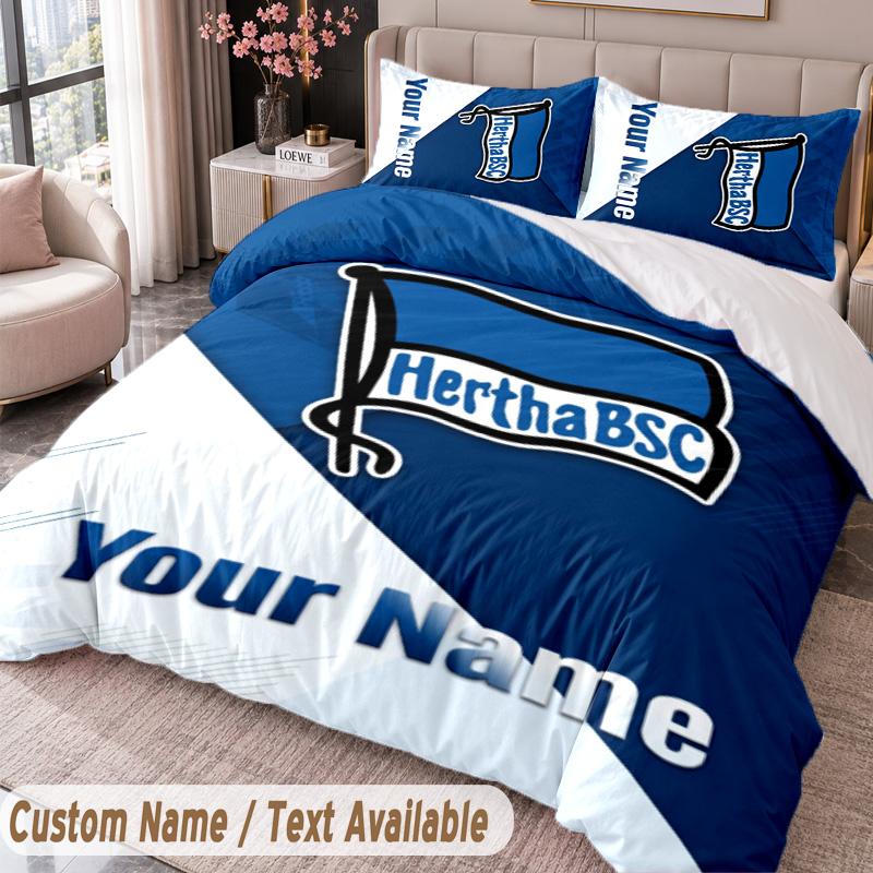 hertha bsc Printed Bedding Set Custom Name Text 1 Duvet Cover 2 Pillowcases For Bedroom
