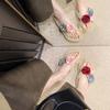 2025 summer new fashion thick-bottomed cool slippers women wear flowers seaside vacation beach cool slippers women