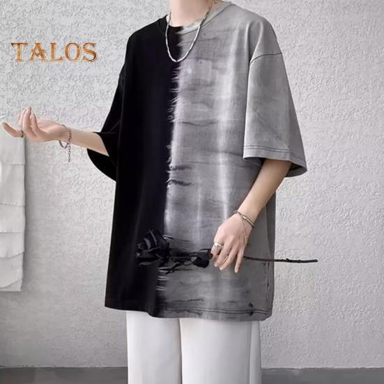 Men's Tie-Dye Tee Shirt Round Neck Casual T-Shirt Loose Fit Short-sleeve Summer Top for Everyday Outings Street