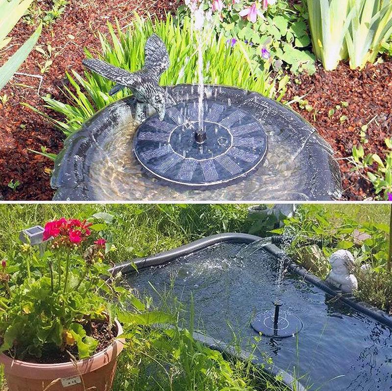 Outdoor Solar Bird Bath Fountain with Lights - Floating Garden Water Feature with Battery Storage