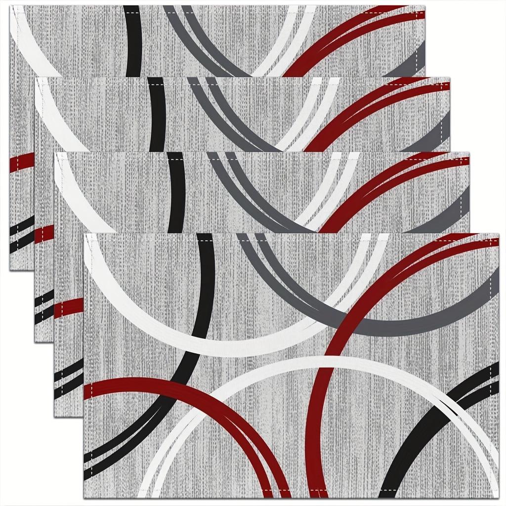 1PC Abstract Geometric Red Black White Place Mats - Dining Room, and Restaurant - Home Supplies