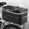 15L Mountain Bike Tail Bag with Reflective Stripes&Zipper Bike Rear Seat Cargo Bag Multi Pocket Elastic Strap for Outdoor Travel