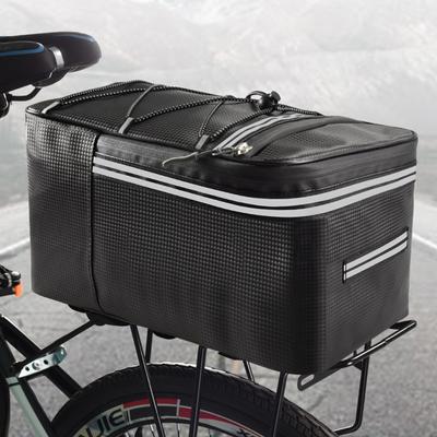 15L taška na zadný nosič horského bicykla s reflexnými pruhmi a zipsom, taška na náklad na zadné sedadlo bicykla, viacero vreciek, elastický popruh na vonkajšie cestovanie