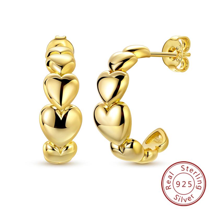 Earrings Original 925 Silver Stud Drop Hoop Earrings Rose Gold for Women Girls Party Wedding Birthday Jewelry Gift