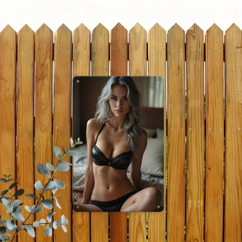 Vintage Metal Tin Sign Lingerie Wall Art Home Bar Decor