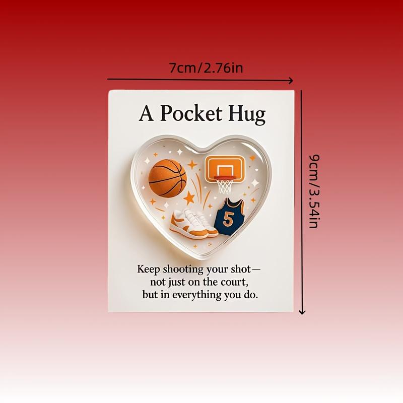 

1Pcs Sports Basketball Pocket Heart Shaped Basketball Equipment Statue Emotional Inspiration Card Thank You Gift