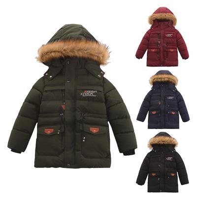 Wintermantel für Jungen im koreanischen Stil: Dicke Daunenbaumwolle, Samt gefüttert, Mittellang für große Kinder