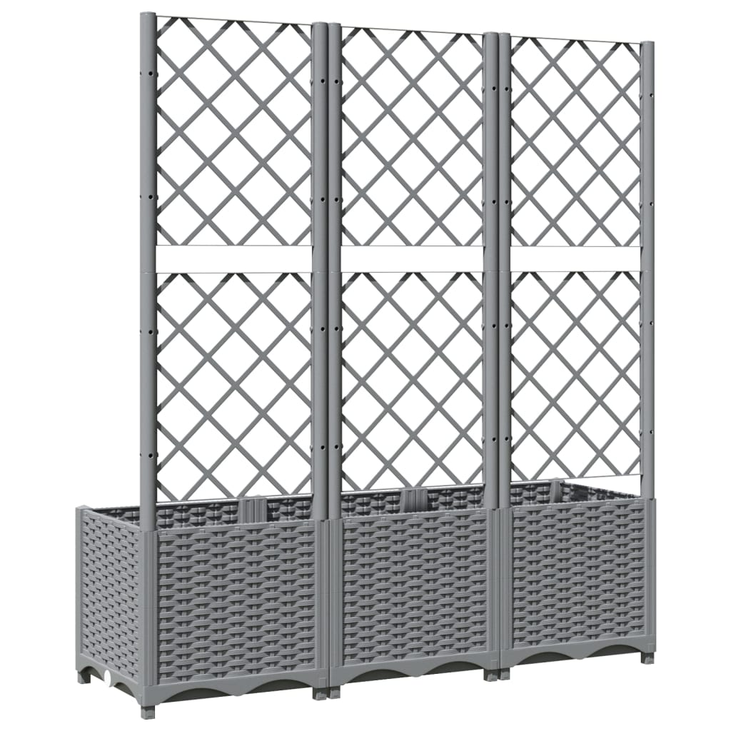 Vidaxl Garden Planter With Trellis, Light Grey, 120X40X136 Cm, Pp
