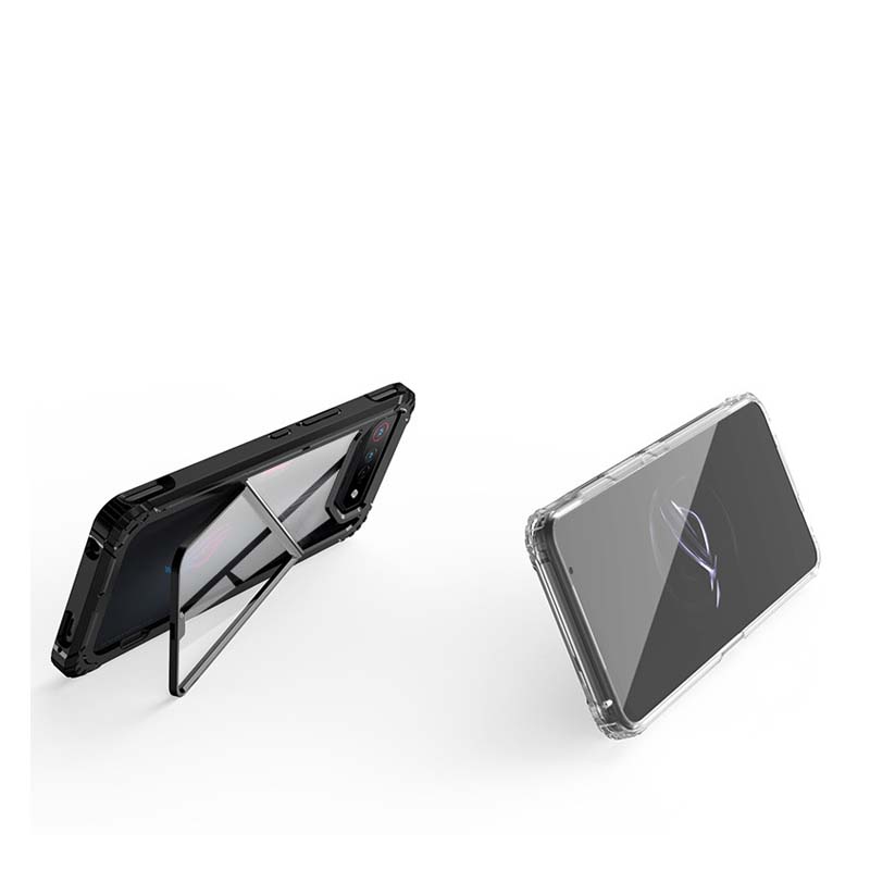 Phone Cases For Asus ROG Phone 7 Pro 2 In 1 Transparent Magnetic Kickstand Phone Case For ASUS Rog Phone 7 Funda Invisible Bracket Hard PC Clear Cover