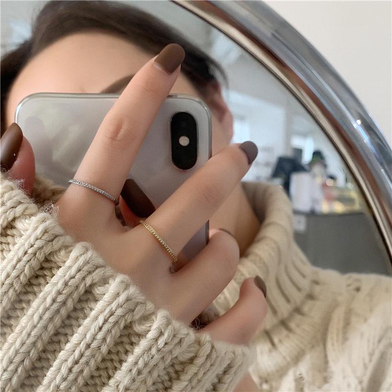 Elegant Thin Band Ring with 40 Sparkling Diamonds: A Simple, Beautiful Half-Circle Design Perfect for Stacking and Everyday Wear.