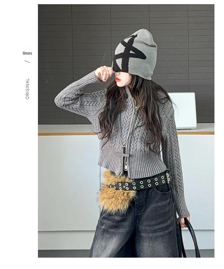 Girls' Autumn 2025 Korean Style Hooded Cardigan & Jeans Set