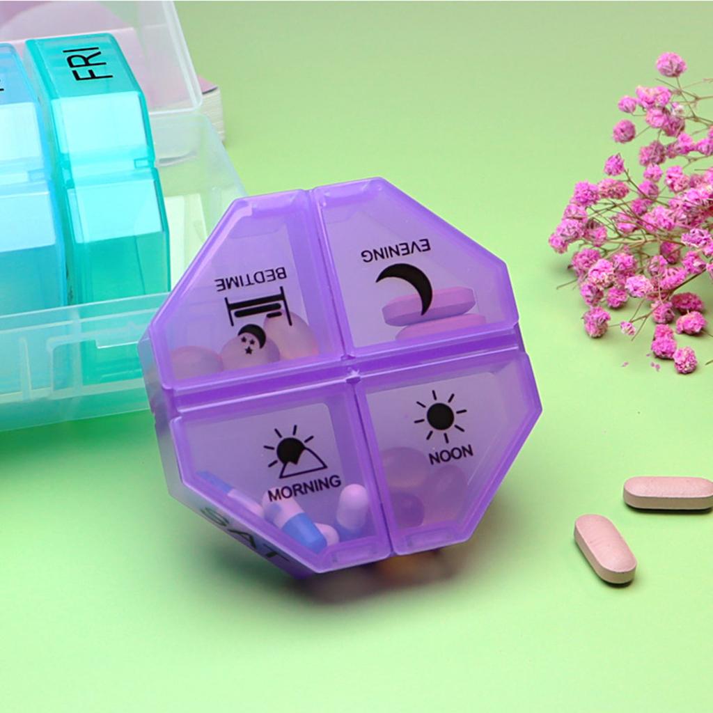 Medicine Container 28 Compartments Plastic Sealed Portable 7 Day Medicine Storage Box for Daily Use Transparent Seven